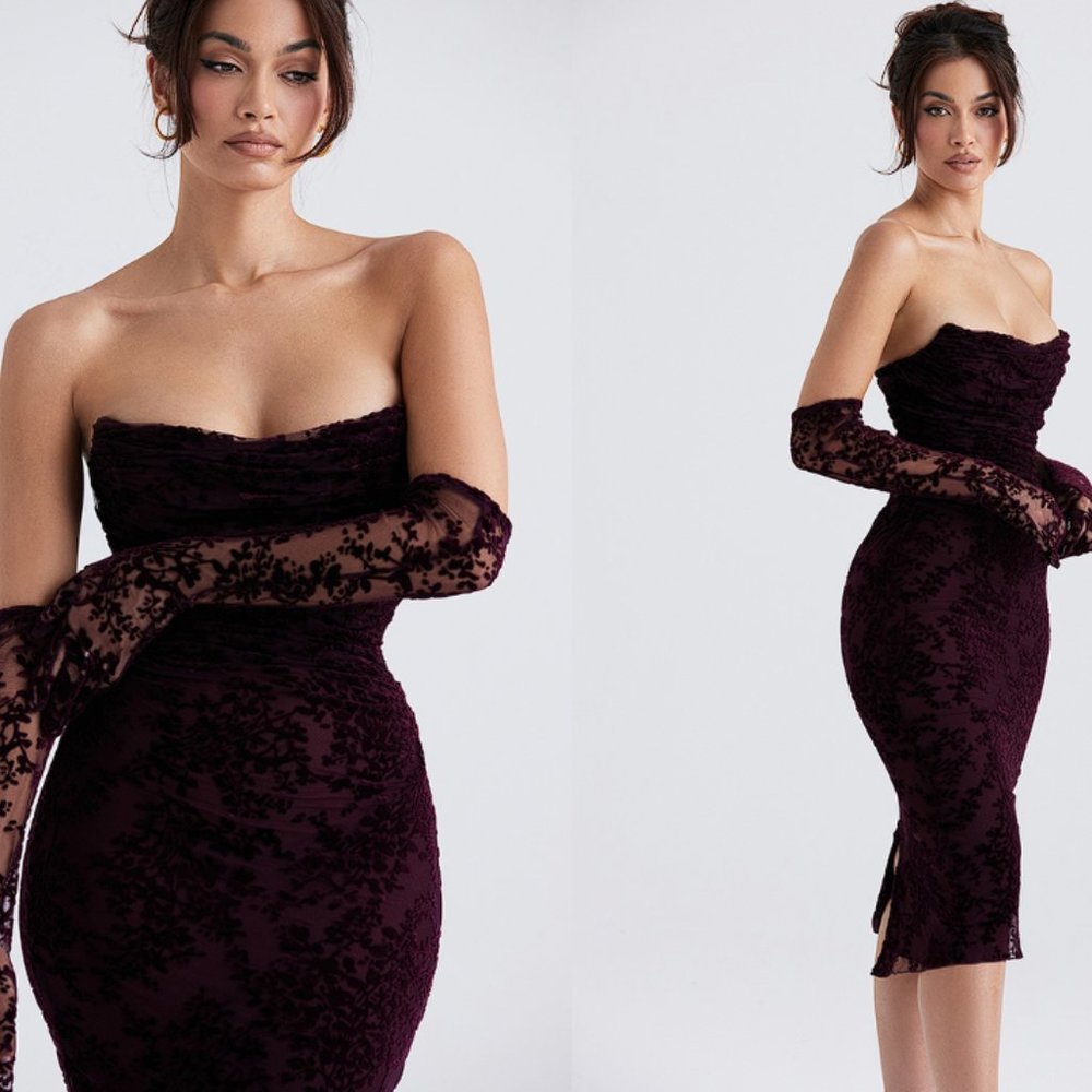 House of CB 'Isadora' Black Cherry Devour Corset Dress NWT - Picture 3 of 12